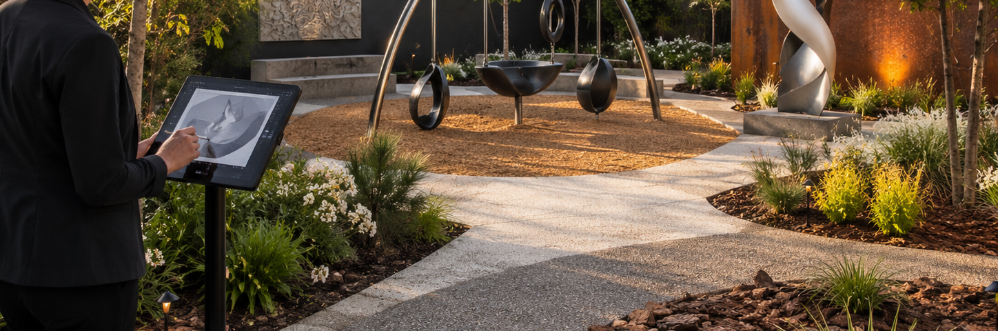 A woman doing gigital garden art planning