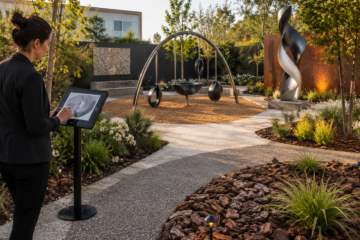 A woman doing gigital garden art planning