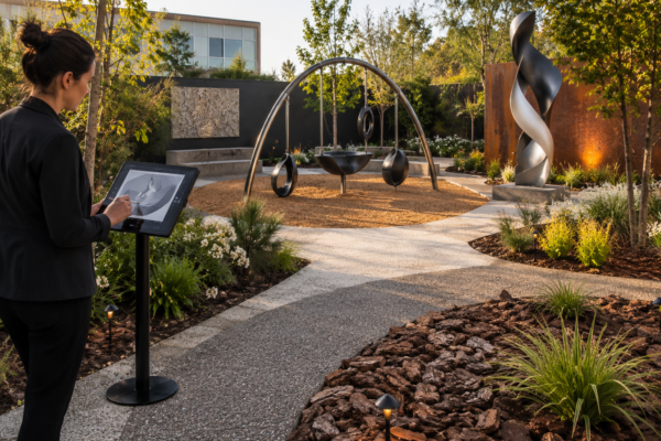 A woman doing gigital garden art planning